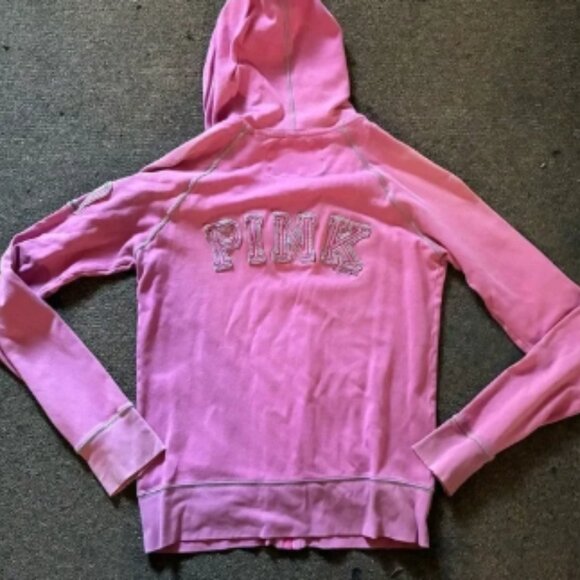 Vintage PINK Hooded Zip-Up Sweatshirt 20 plus years old in great condition - Picture 3 of 5